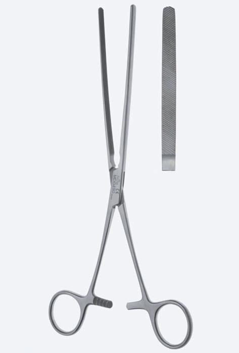 Зажими, хірургічні, "Doyen", кишкові, дуже еластичні, прямі, загальна довжина 235 мм, 9 1/4". Бренд - Asanus Medizintechnik Gmb, Німеччина